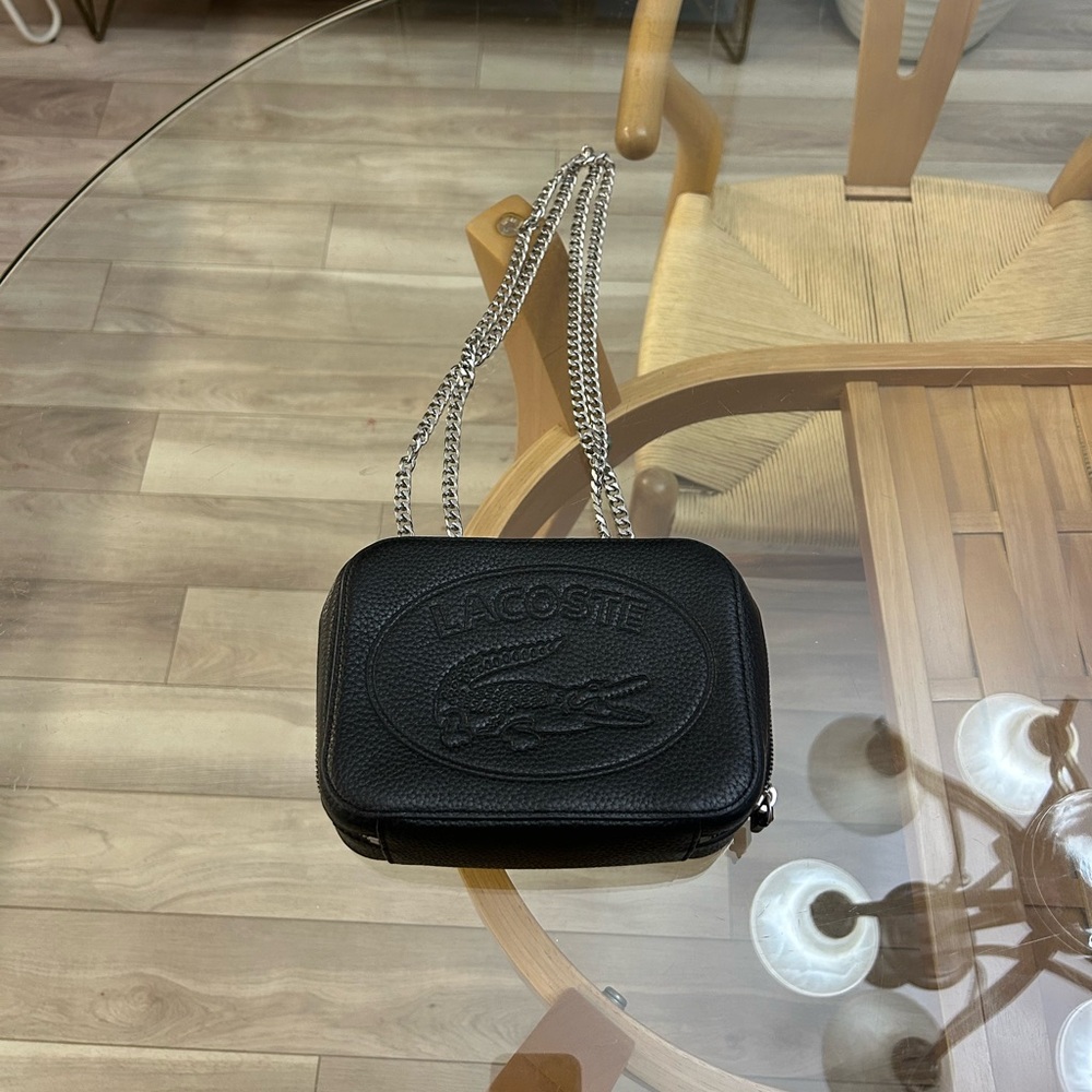 Lacoste Genuine Leather Bag with Silver Chain